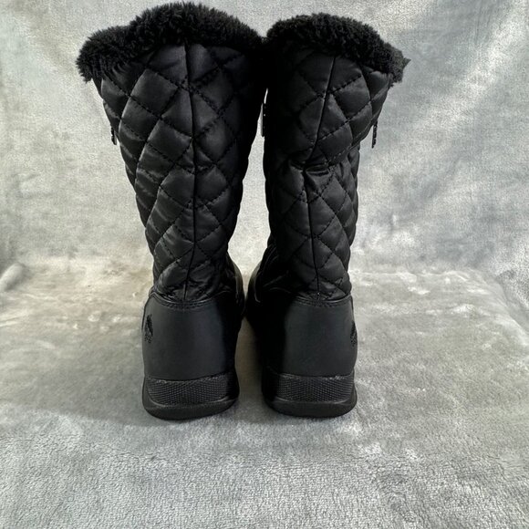 TOTES Women boots 7 Jade Black Waterproof Double Zip Snow Boots Fur Lined - Picture 2 of 16